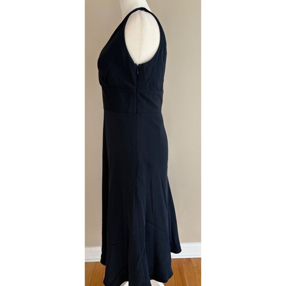 J.Crew Sophia Silk Chiffon Sleeveless V-Neck Midi Dress Navy Blue Women’s 6 - Picture 6 of 14